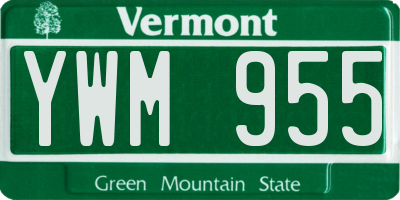 VT license plate YWM955