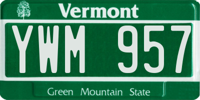 VT license plate YWM957