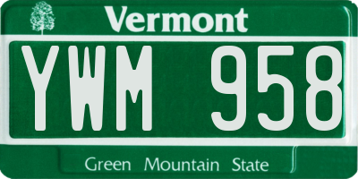 VT license plate YWM958