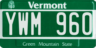 VT license plate YWM960