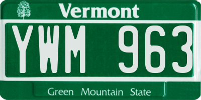 VT license plate YWM963