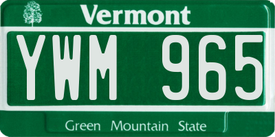 VT license plate YWM965