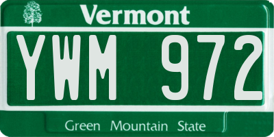 VT license plate YWM972