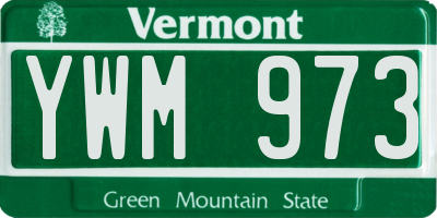 VT license plate YWM973