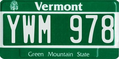VT license plate YWM978