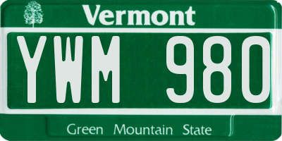 VT license plate YWM980
