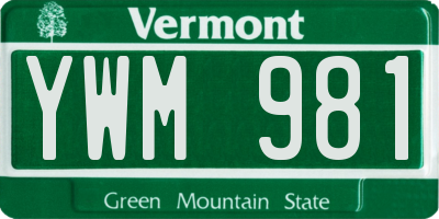 VT license plate YWM981