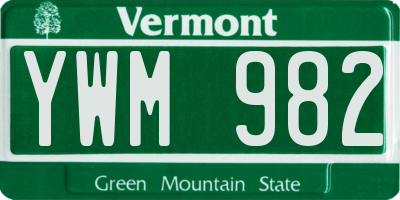 VT license plate YWM982
