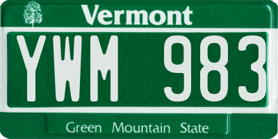 VT license plate YWM983