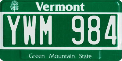 VT license plate YWM984