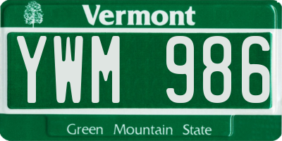 VT license plate YWM986