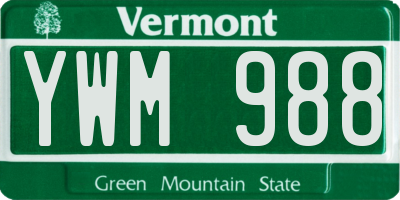 VT license plate YWM988