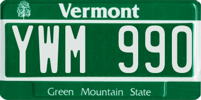 VT license plate YWM990