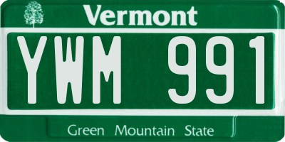 VT license plate YWM991