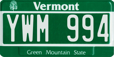 VT license plate YWM994