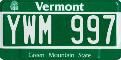 VT license plate YWM997