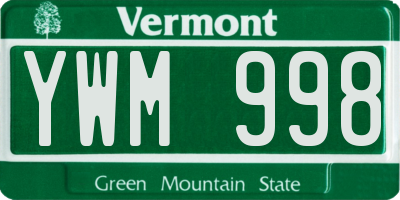 VT license plate YWM998