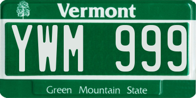 VT license plate YWM999