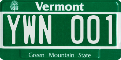 VT license plate YWN001