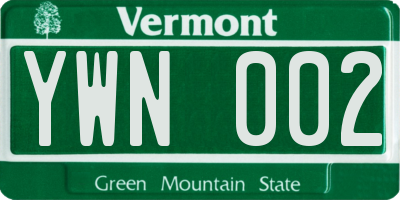 VT license plate YWN002