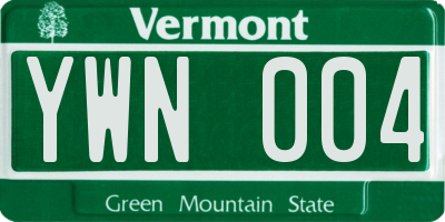 VT license plate YWN004