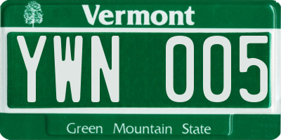 VT license plate YWN005
