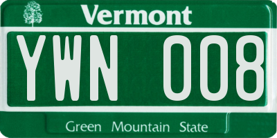 VT license plate YWN008
