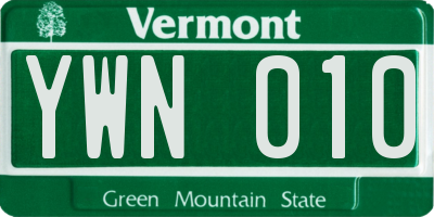 VT license plate YWN010