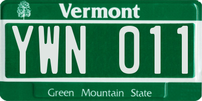 VT license plate YWN011