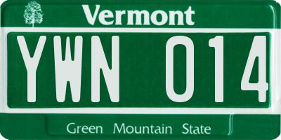 VT license plate YWN014