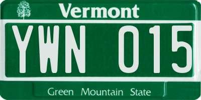 VT license plate YWN015