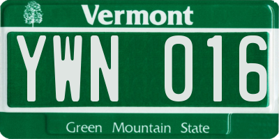 VT license plate YWN016