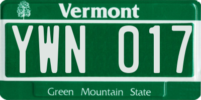VT license plate YWN017