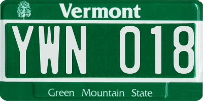 VT license plate YWN018
