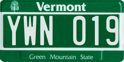 VT license plate YWN019