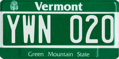 VT license plate YWN020