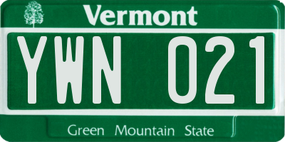 VT license plate YWN021