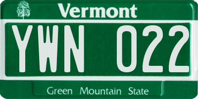 VT license plate YWN022