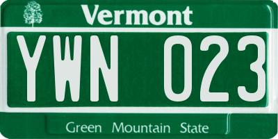 VT license plate YWN023