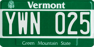 VT license plate YWN025