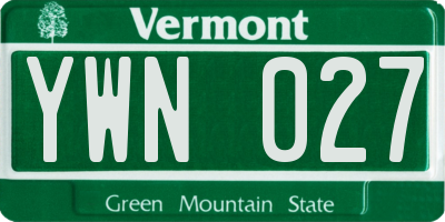 VT license plate YWN027