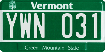 VT license plate YWN031