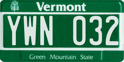 VT license plate YWN032