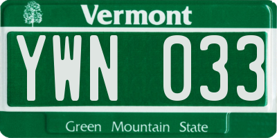 VT license plate YWN033
