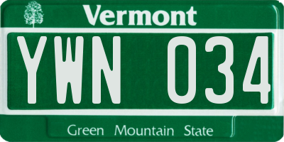 VT license plate YWN034