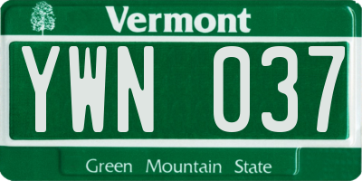 VT license plate YWN037