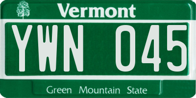 VT license plate YWN045