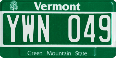 VT license plate YWN049