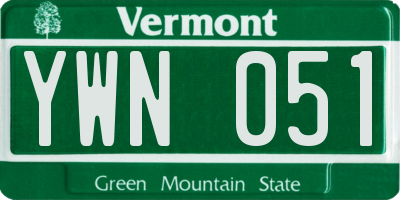 VT license plate YWN051