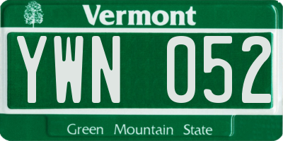 VT license plate YWN052